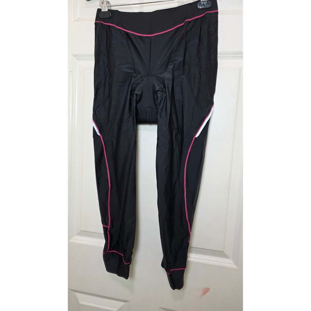 NEW 4ucycling Bicycle Pants Women Large Black‎ Pink Padded 3/4 Cycling Tights L
